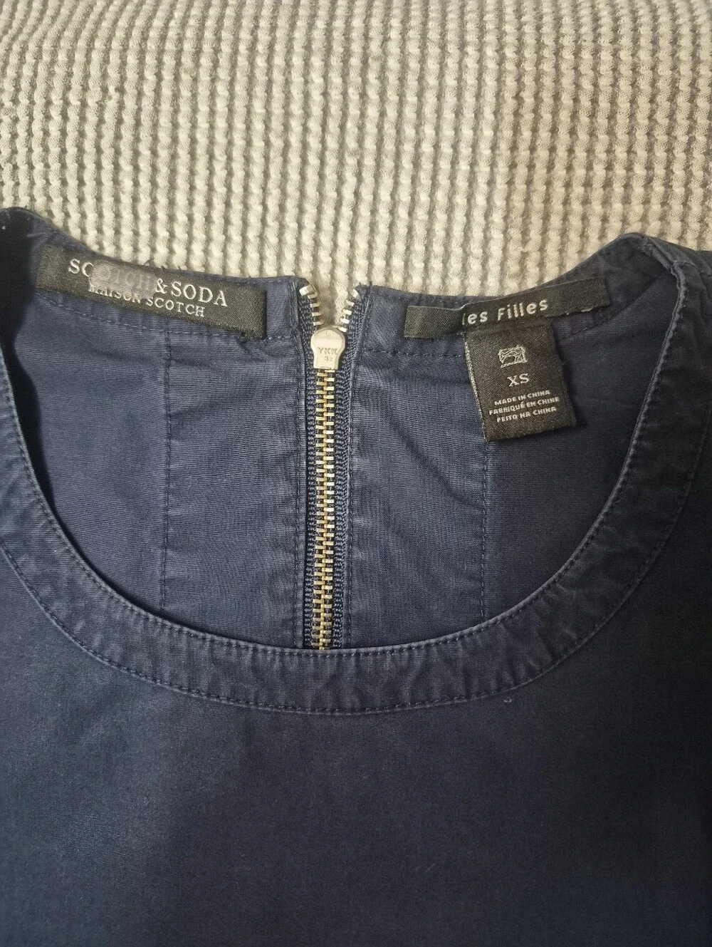 Scotch & Soda Maison Scotch Navy Cotton Mini Dress (Size XS)